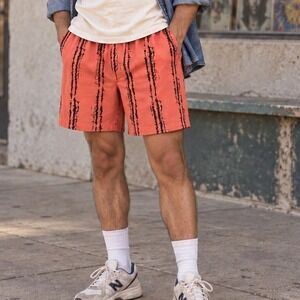 Vtg 90s Size S Shorts Street Grunge Neon Black Pull On Cotton Casual Men's Y2K
